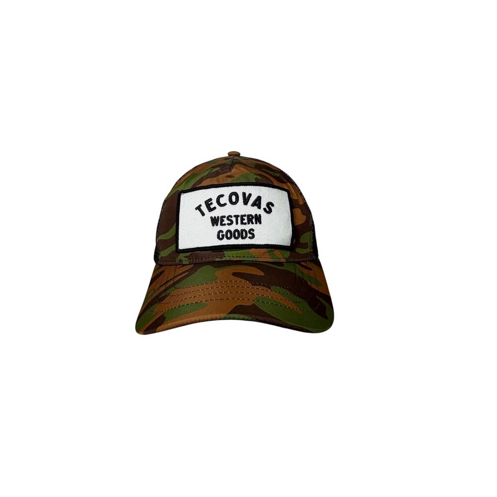 Tecovas Western Goods Camo Trucker Snapback Cap Five Panel Moisture Wicking
